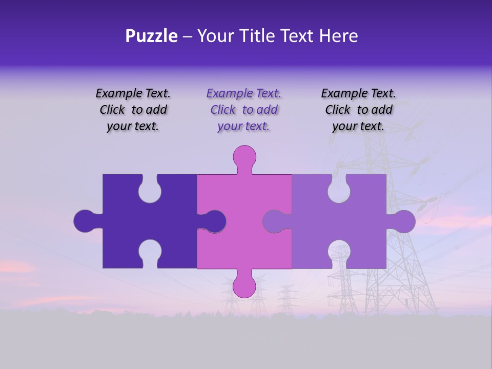 A Power Line With A Purple Sky In The Background PowerPoint Template