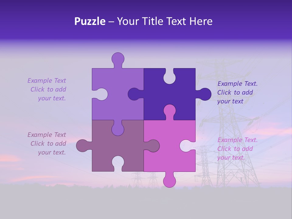 A Power Line With A Purple Sky In The Background PowerPoint Template