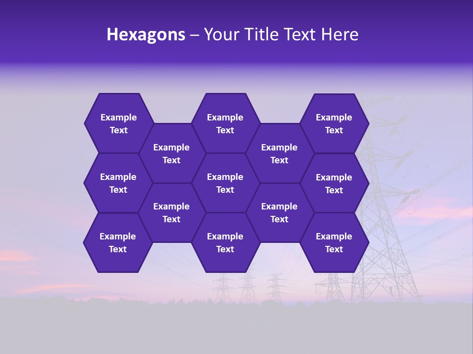 A Power Line With A Purple Sky In The Background PowerPoint Template