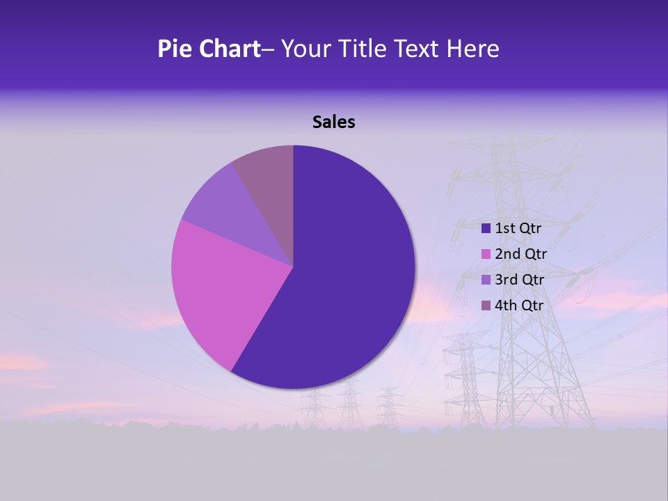A Power Line With A Purple Sky In The Background PowerPoint Template