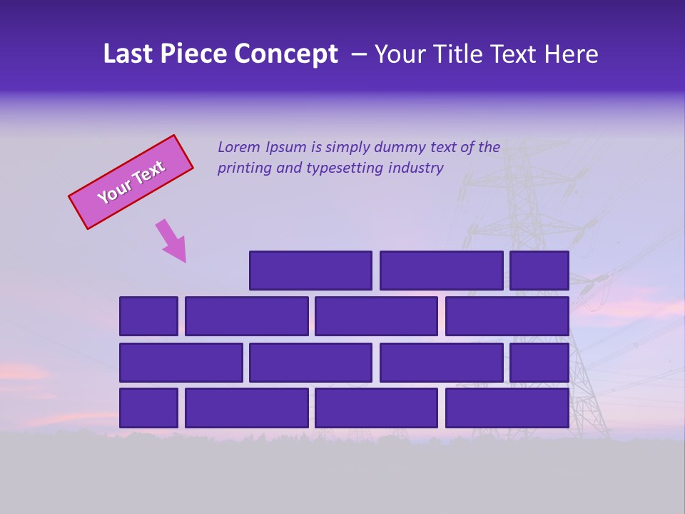 A Power Line With A Purple Sky In The Background PowerPoint Template
