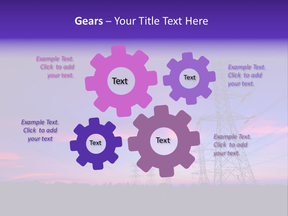 A Power Line With A Purple Sky In The Background PowerPoint Template