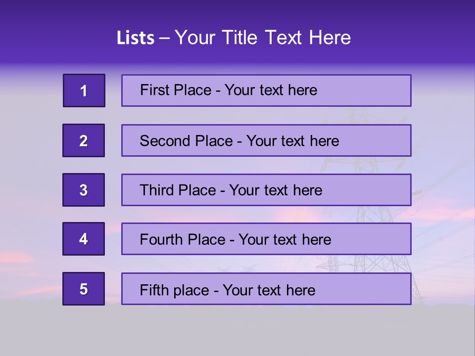 A Power Line With A Purple Sky In The Background PowerPoint Template