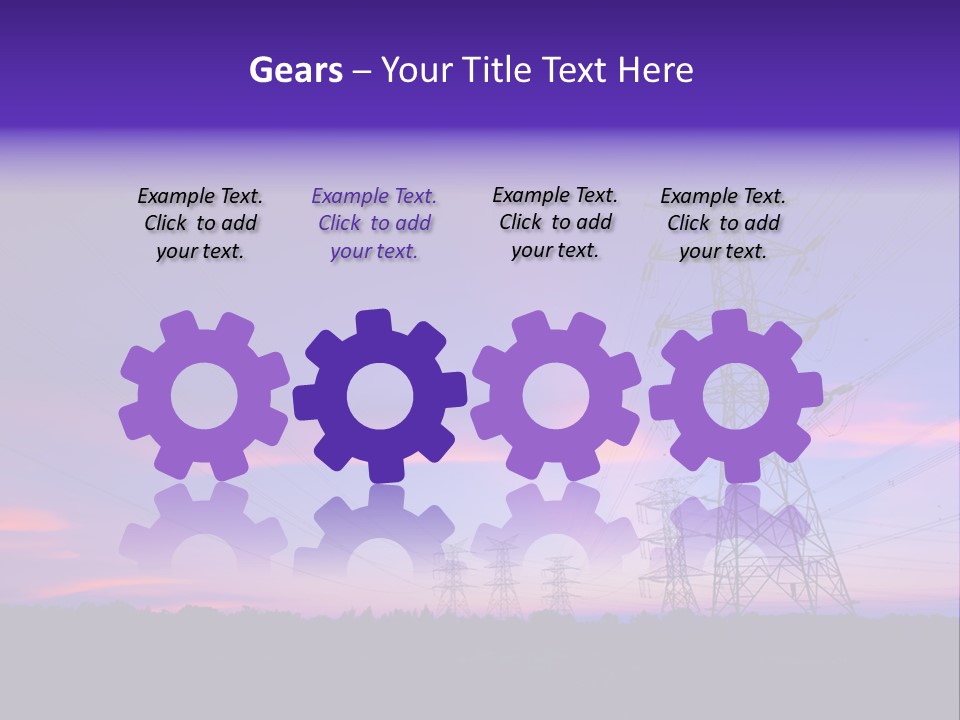 A Power Line With A Purple Sky In The Background PowerPoint Template