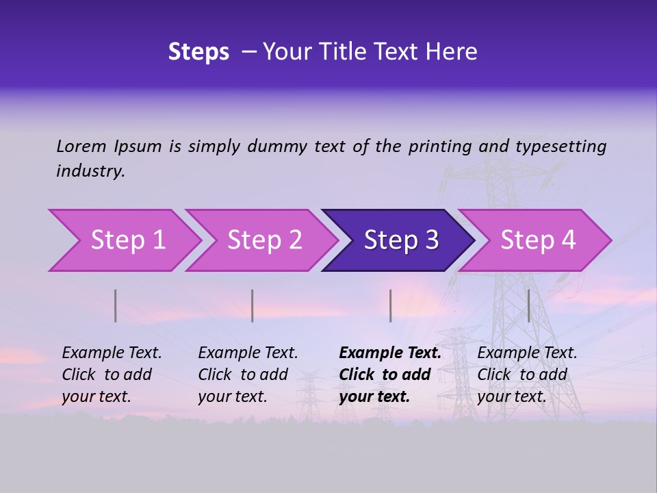 A Power Line With A Purple Sky In The Background PowerPoint Template