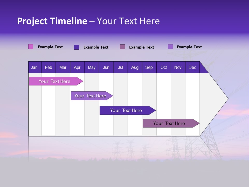 A Power Line With A Purple Sky In The Background PowerPoint Template