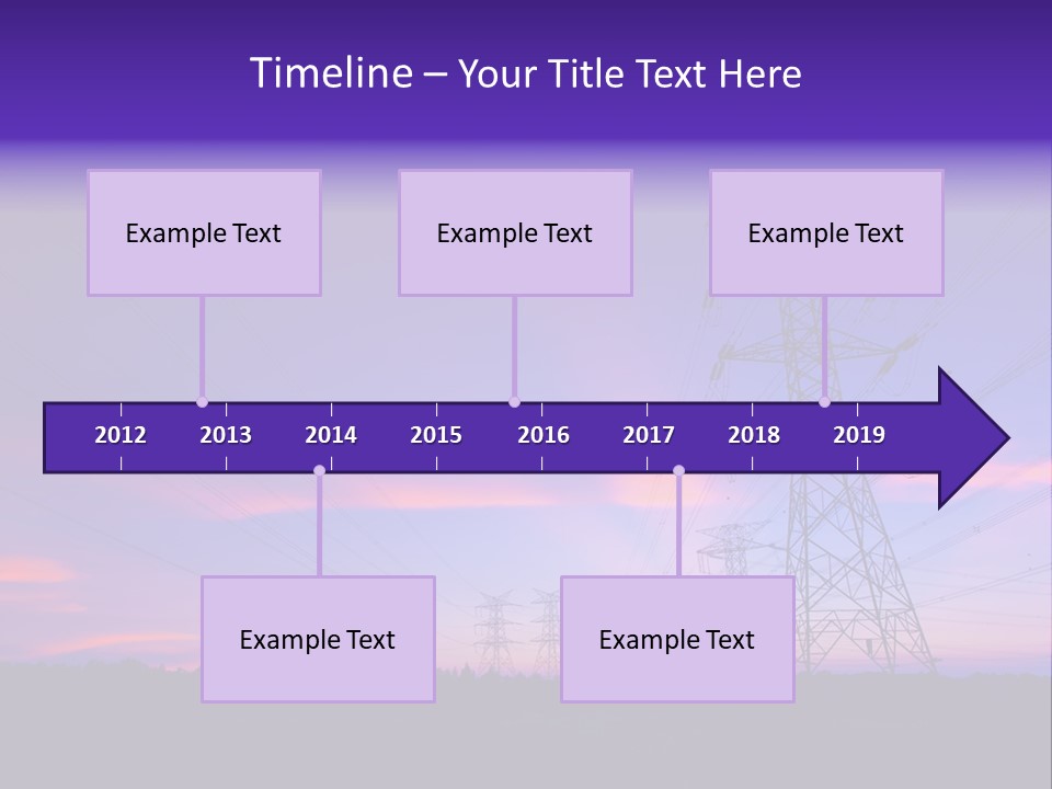 A Power Line With A Purple Sky In The Background PowerPoint Template