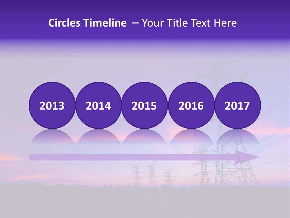 A Power Line With A Purple Sky In The Background PowerPoint Template