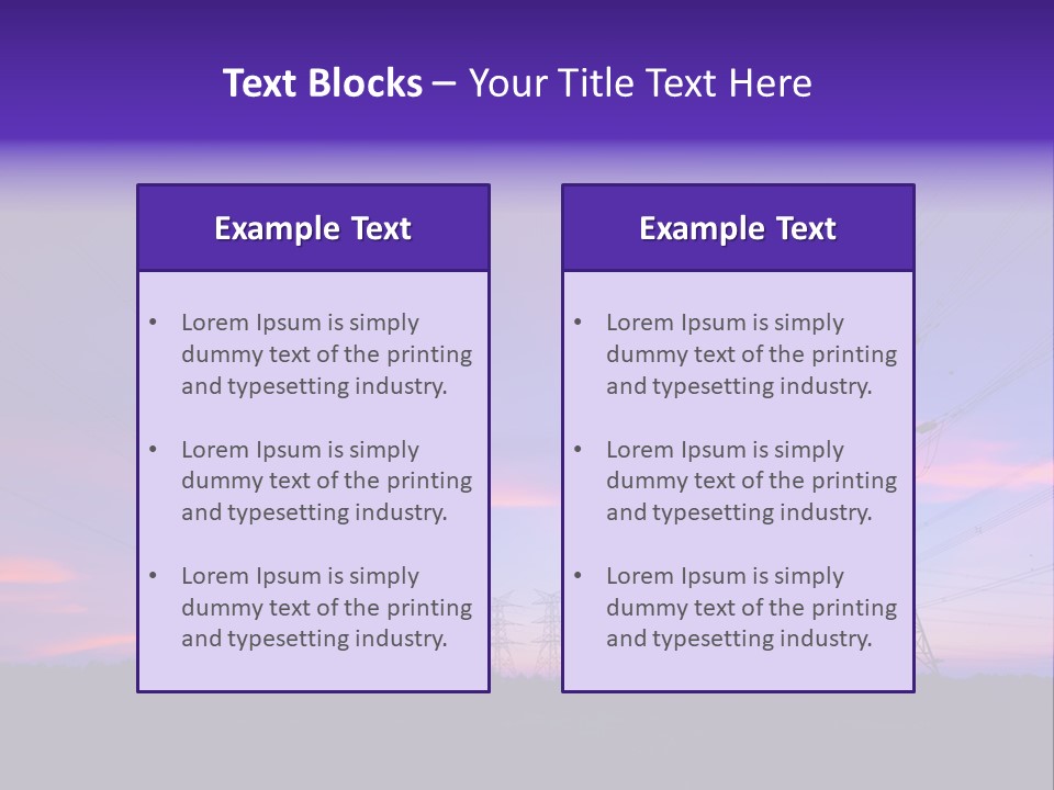 A Power Line With A Purple Sky In The Background PowerPoint Template