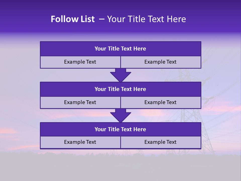A Power Line With A Purple Sky In The Background PowerPoint Template
