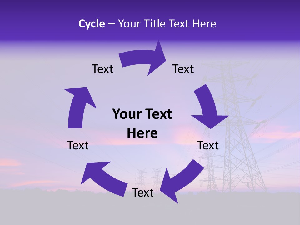 A Power Line With A Purple Sky In The Background PowerPoint Template