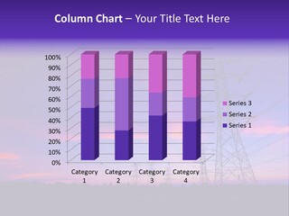 A Power Line With A Purple Sky In The Background PowerPoint Template