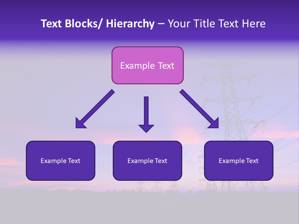 A Power Line With A Purple Sky In The Background PowerPoint Template