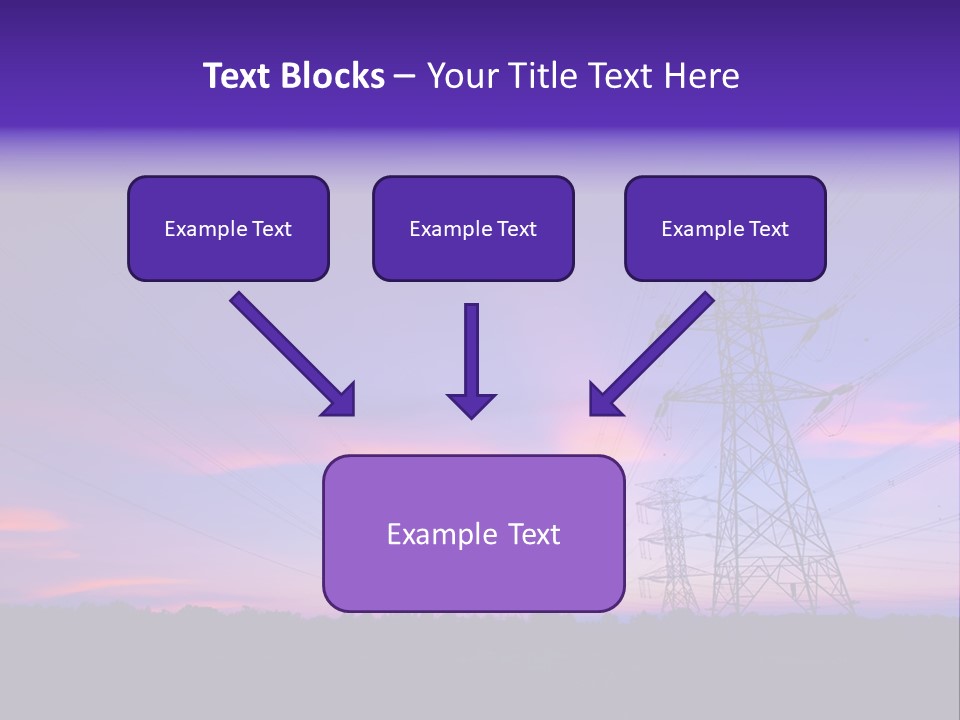 A Power Line With A Purple Sky In The Background PowerPoint Template