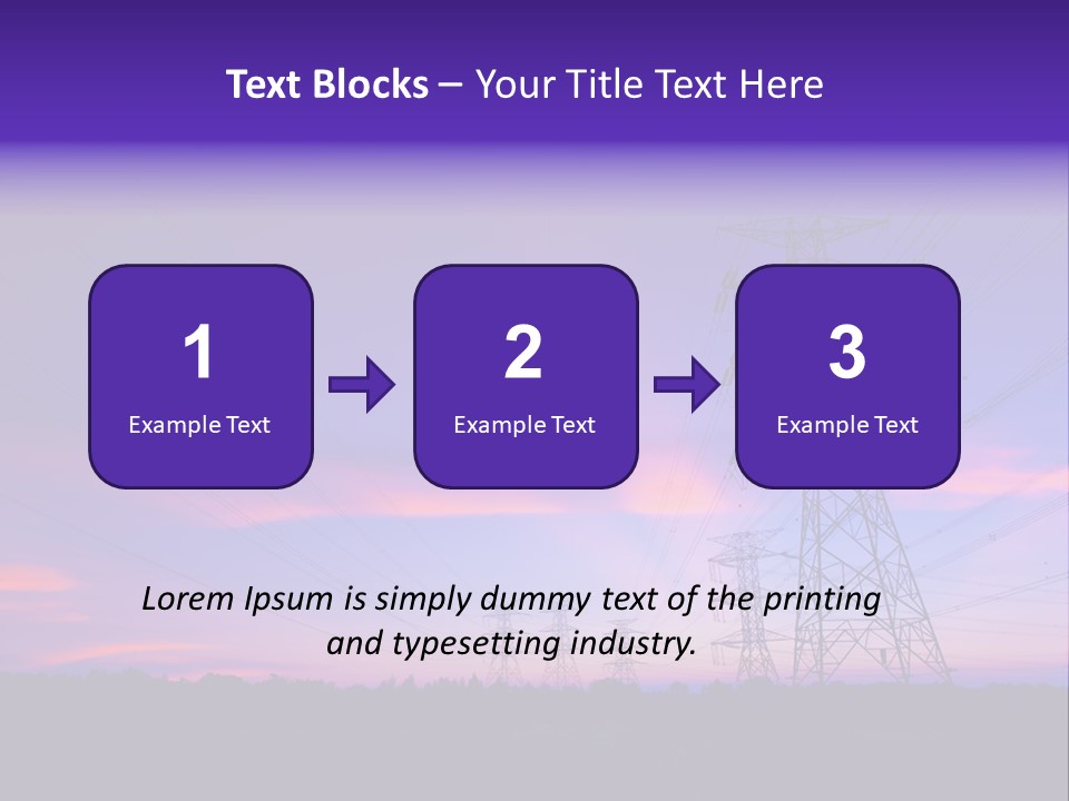 A Power Line With A Purple Sky In The Background PowerPoint Template