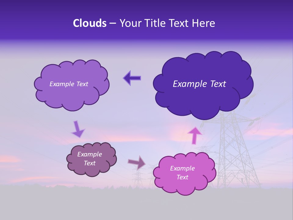 A Power Line With A Purple Sky In The Background PowerPoint Template