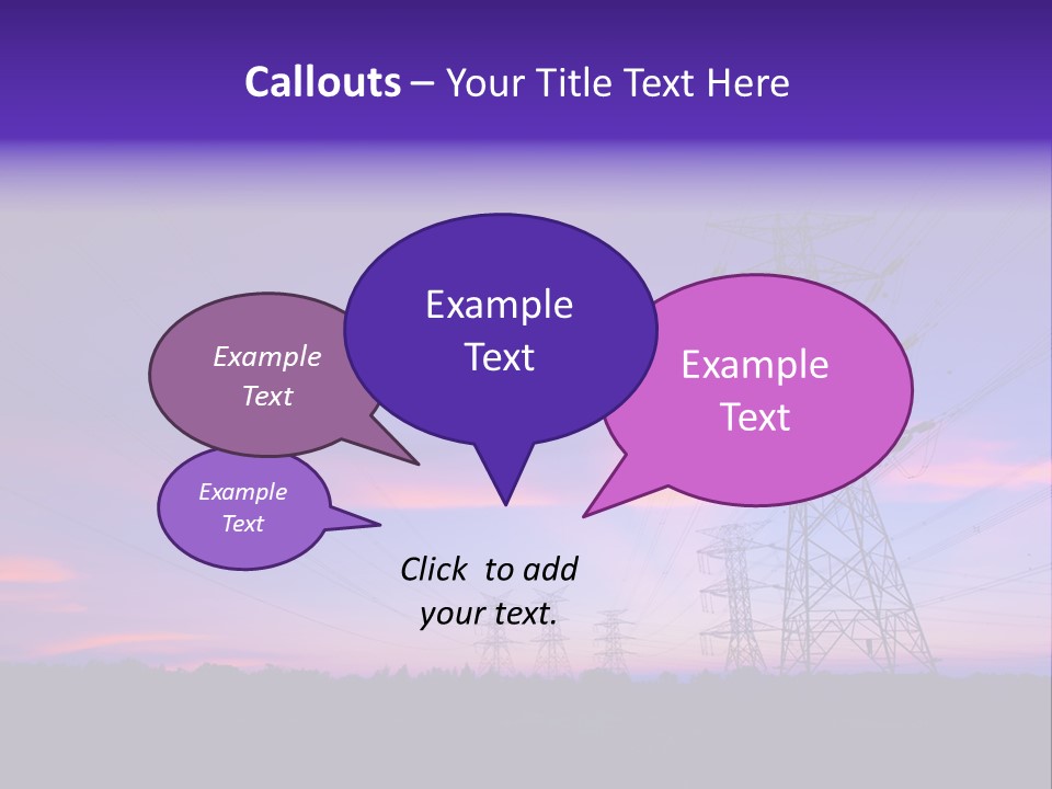 A Power Line With A Purple Sky In The Background PowerPoint Template