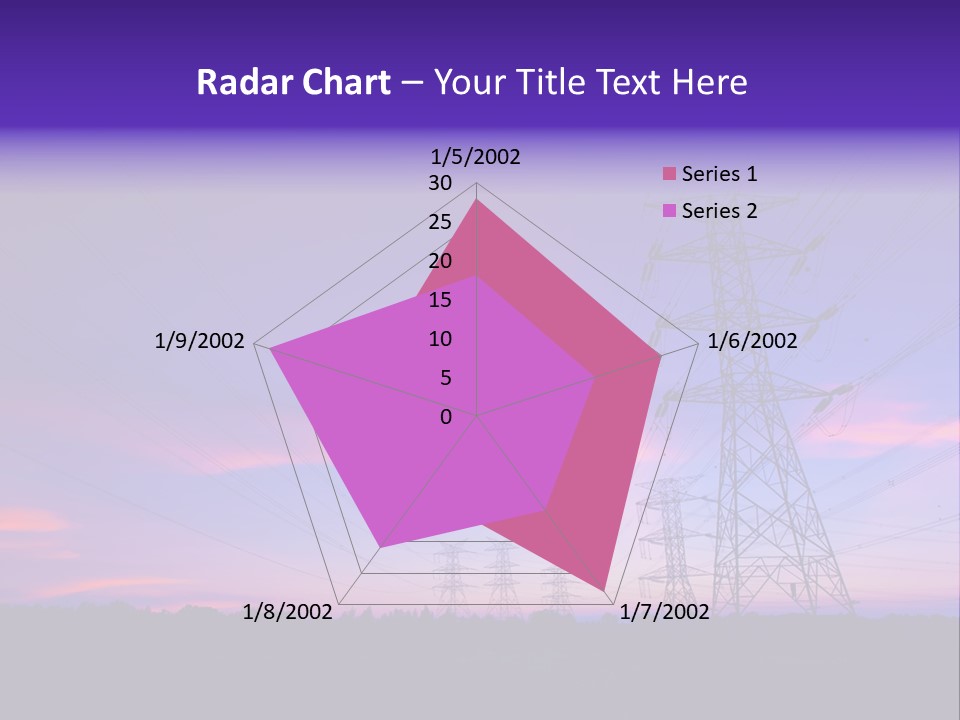 A Power Line With A Purple Sky In The Background PowerPoint Template