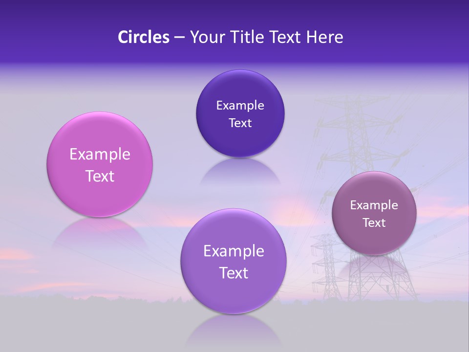 A Power Line With A Purple Sky In The Background PowerPoint Template