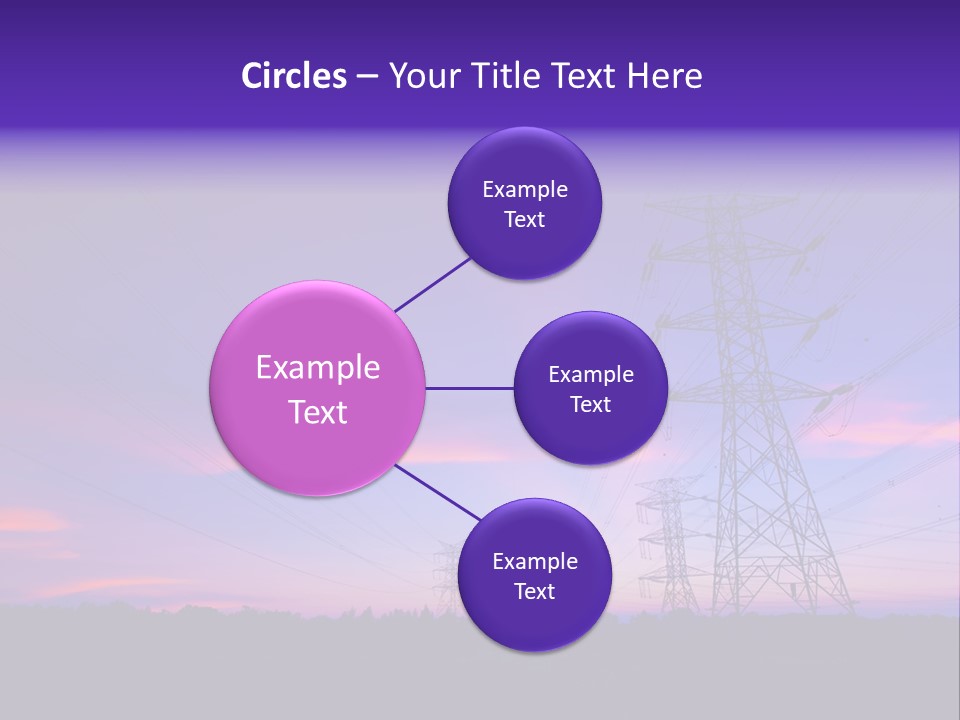 A Power Line With A Purple Sky In The Background PowerPoint Template