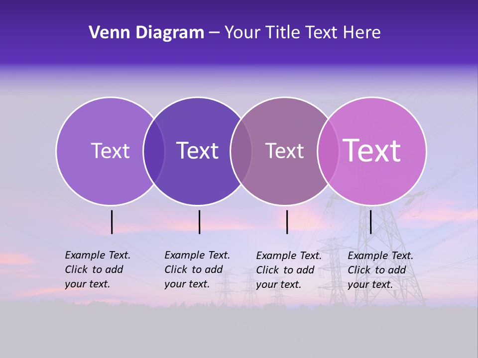 A Power Line With A Purple Sky In The Background PowerPoint Template
