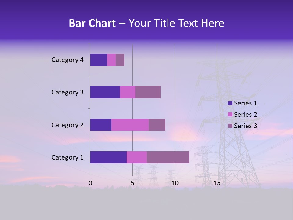 A Power Line With A Purple Sky In The Background PowerPoint Template