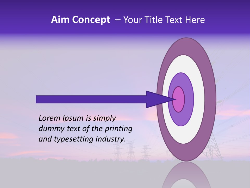 A Power Line With A Purple Sky In The Background PowerPoint Template