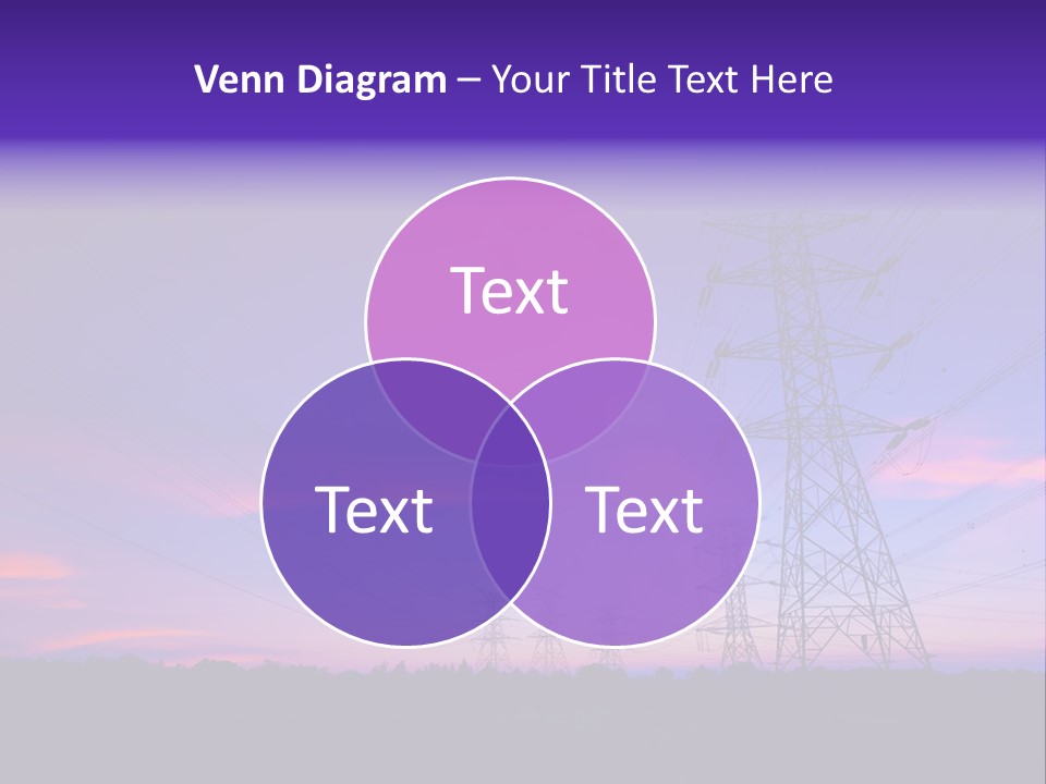 A Power Line With A Purple Sky In The Background PowerPoint Template