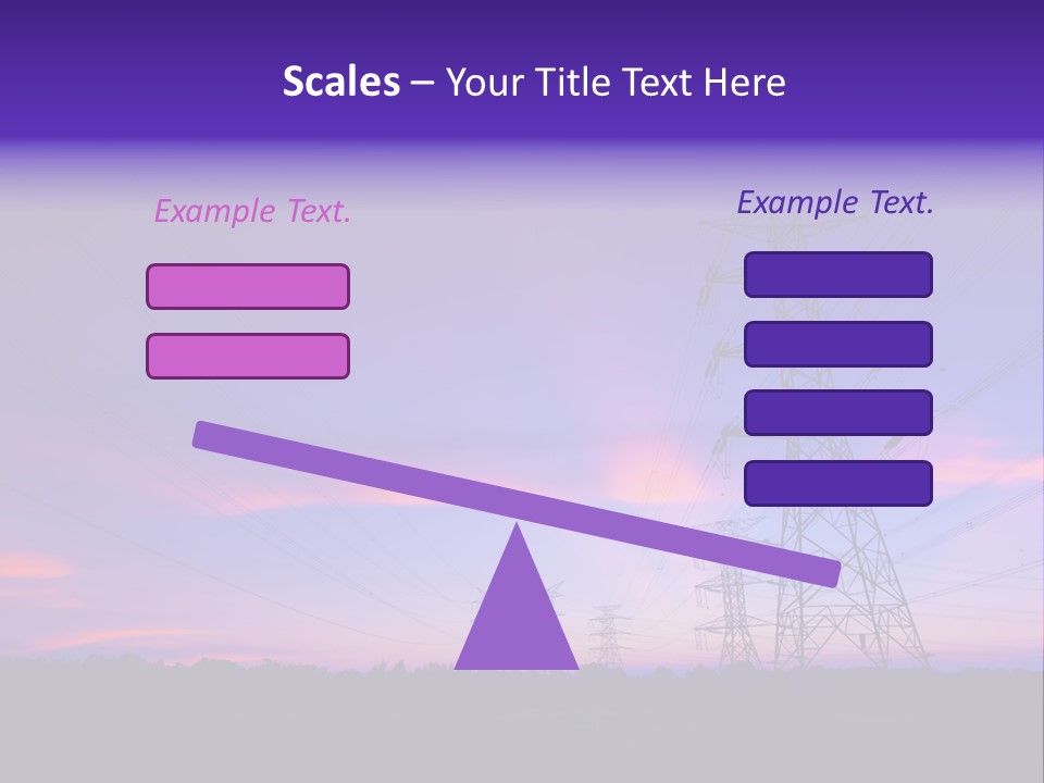 A Power Line With A Purple Sky In The Background PowerPoint Template