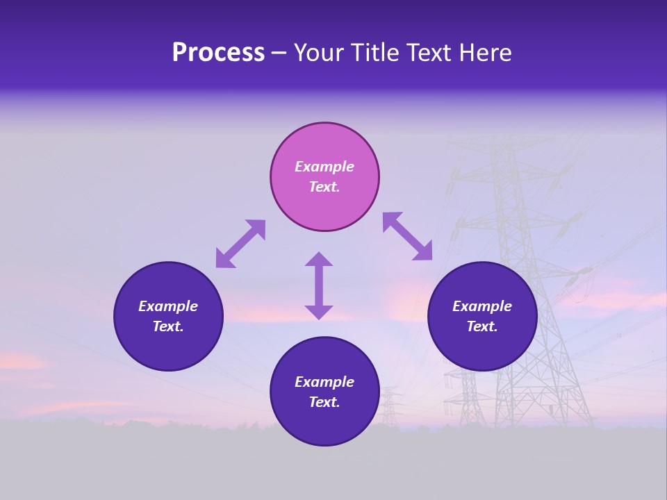 A Power Line With A Purple Sky In The Background PowerPoint Template
