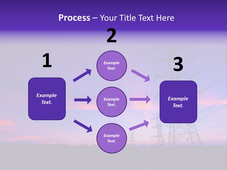 A Power Line With A Purple Sky In The Background PowerPoint Template