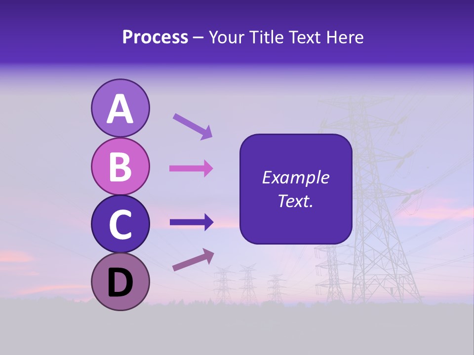 A Power Line With A Purple Sky In The Background PowerPoint Template