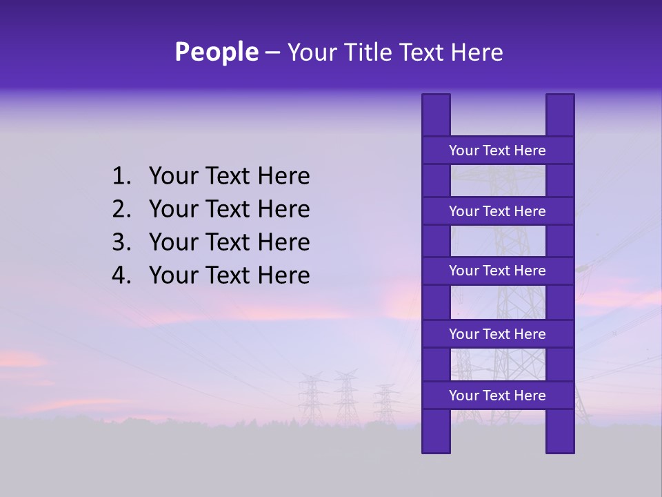 A Power Line With A Purple Sky In The Background PowerPoint Template