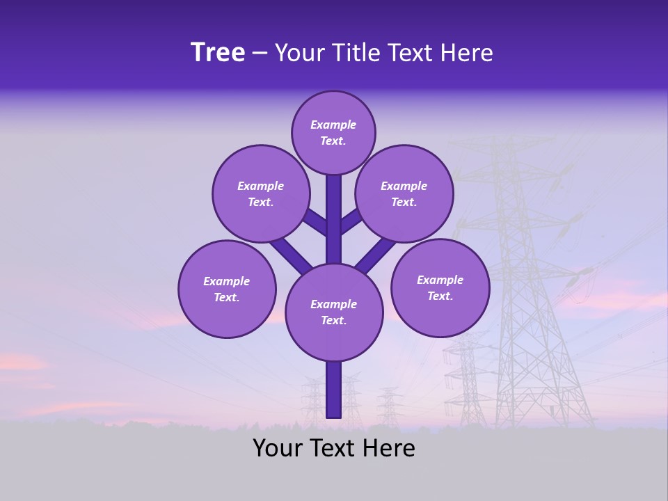 A Power Line With A Purple Sky In The Background PowerPoint Template