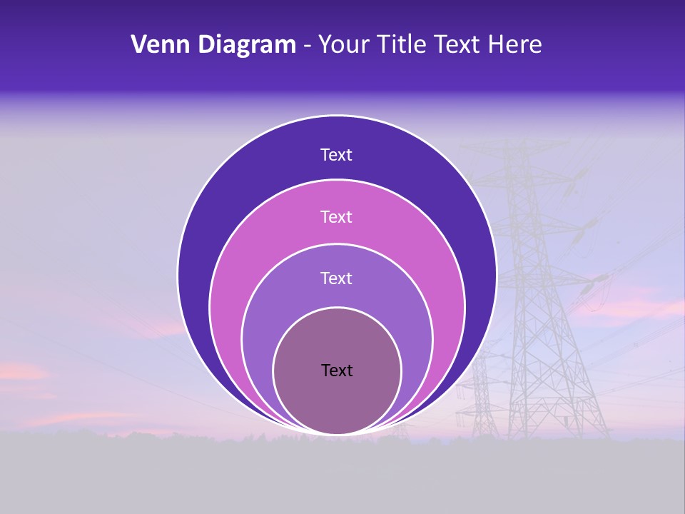 A Power Line With A Purple Sky In The Background PowerPoint Template