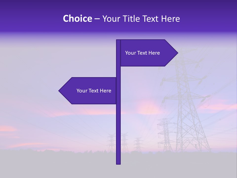A Power Line With A Purple Sky In The Background PowerPoint Template