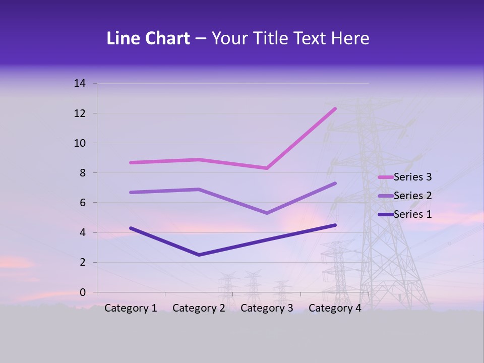A Power Line With A Purple Sky In The Background PowerPoint Template