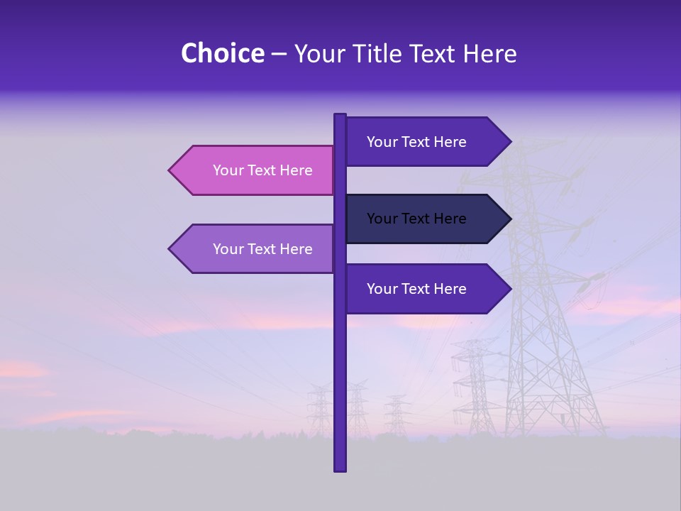 A Power Line With A Purple Sky In The Background PowerPoint Template