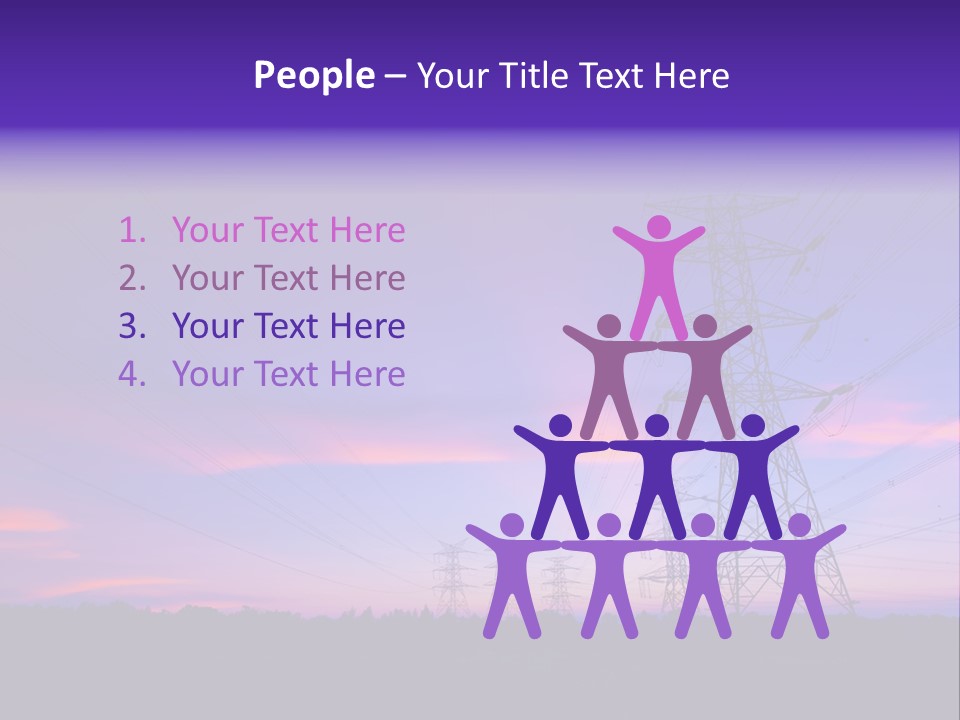 A Power Line With A Purple Sky In The Background PowerPoint Template