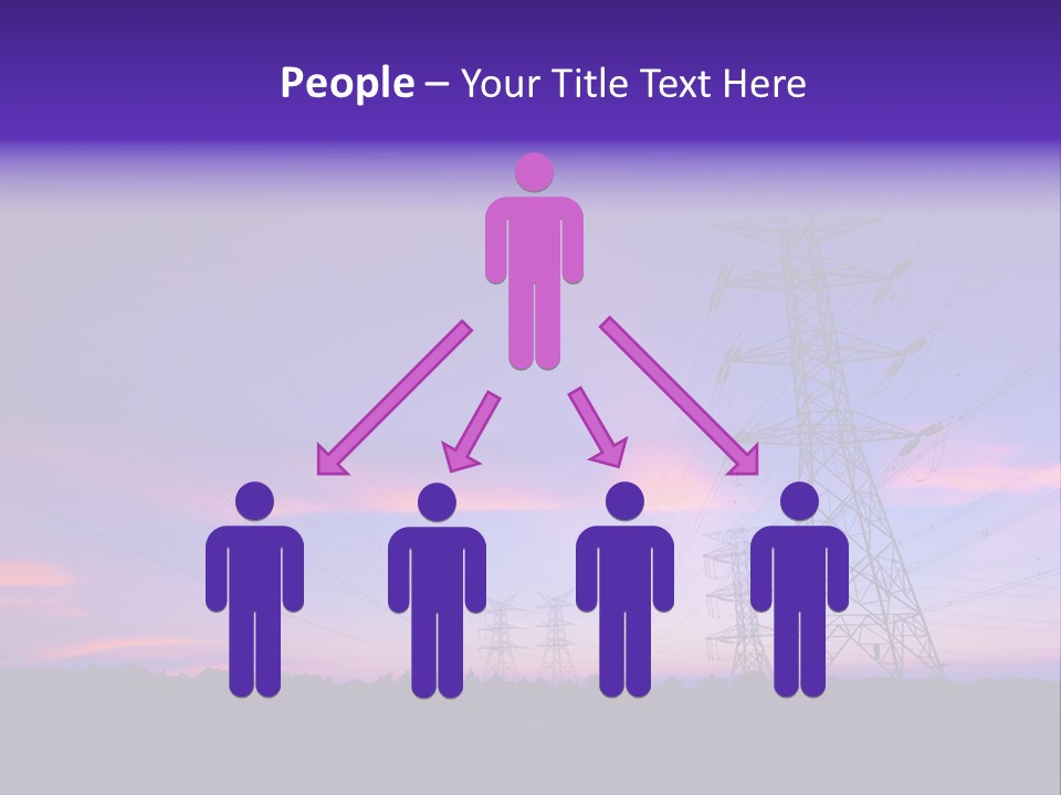 A Power Line With A Purple Sky In The Background PowerPoint Template