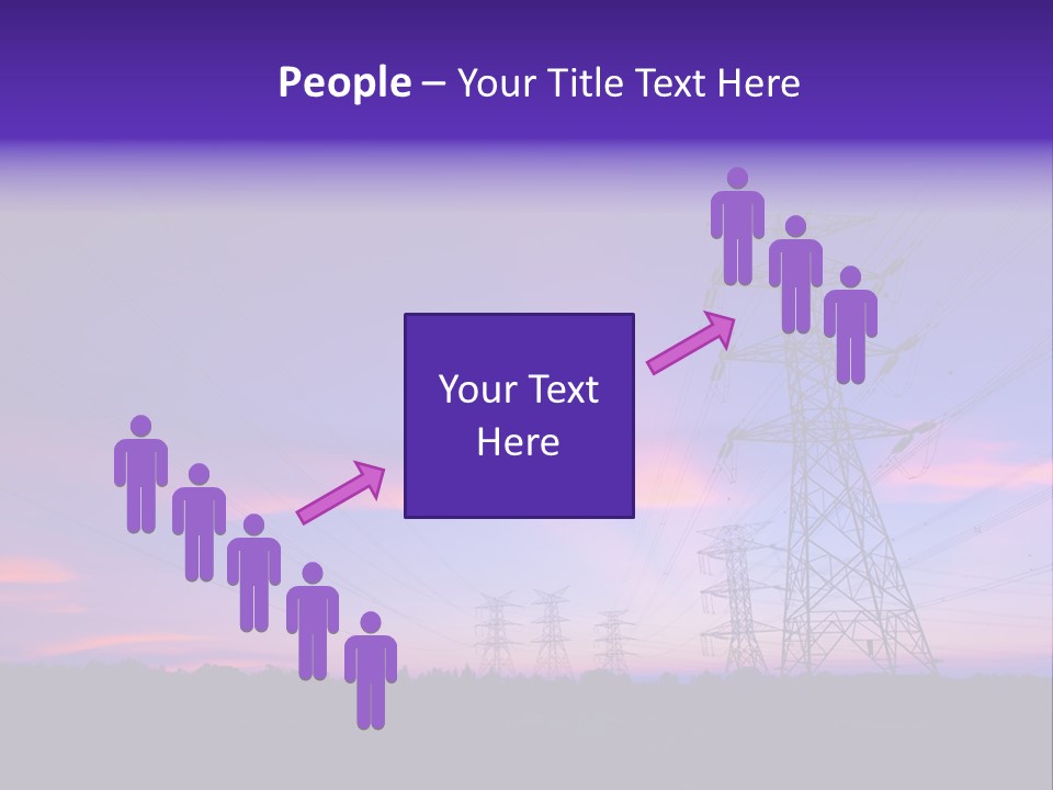 A Power Line With A Purple Sky In The Background PowerPoint Template