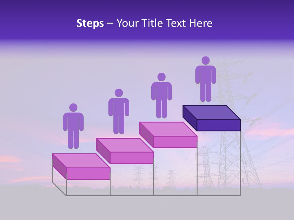 A Power Line With A Purple Sky In The Background PowerPoint Template