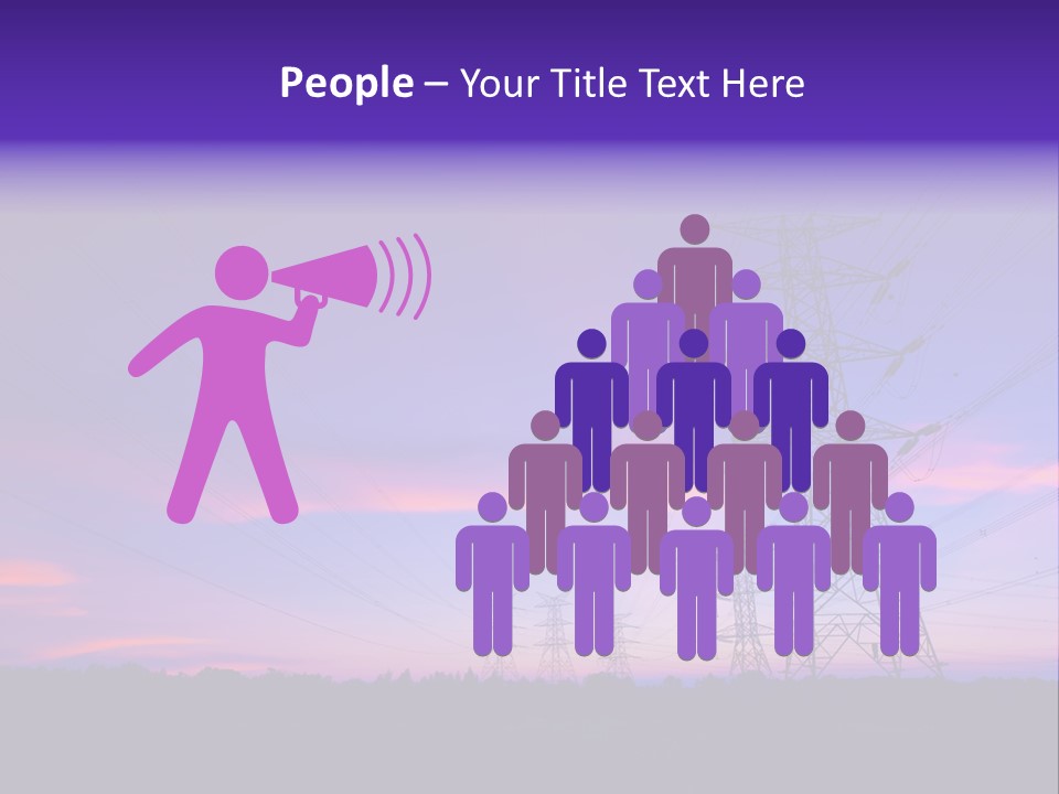 A Power Line With A Purple Sky In The Background PowerPoint Template