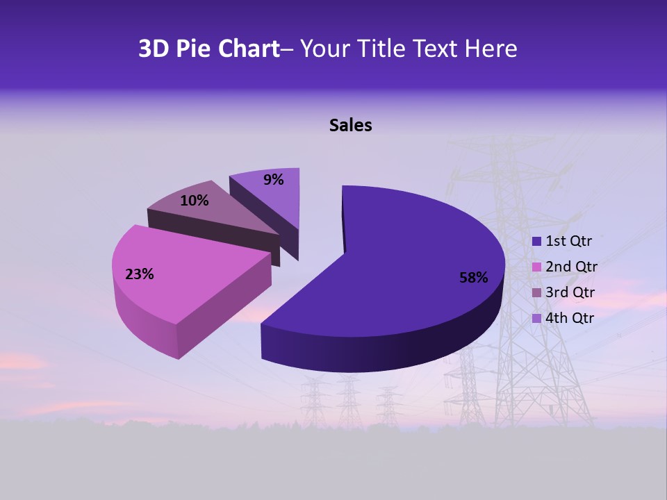 A Power Line With A Purple Sky In The Background PowerPoint Template