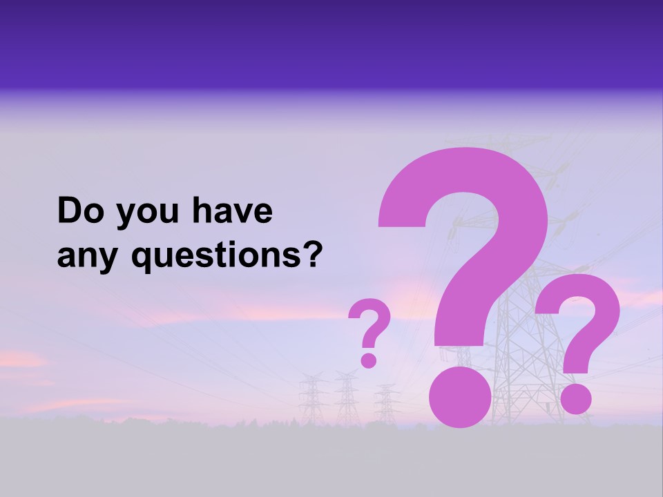 A Power Line With A Purple Sky In The Background PowerPoint Template