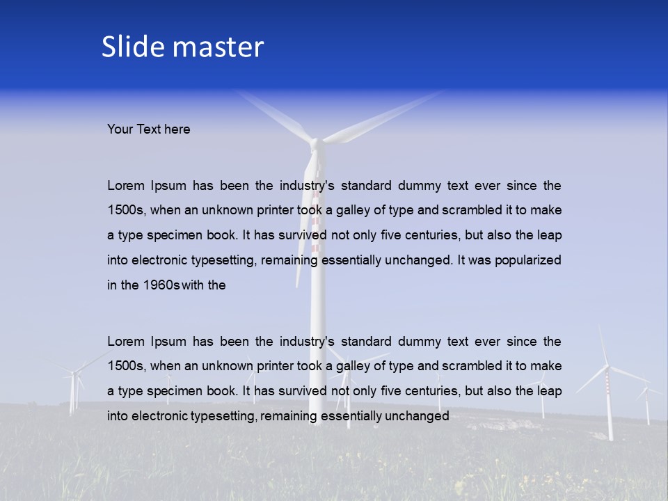 A Wind Farm With Windmills In The Background PowerPoint Template