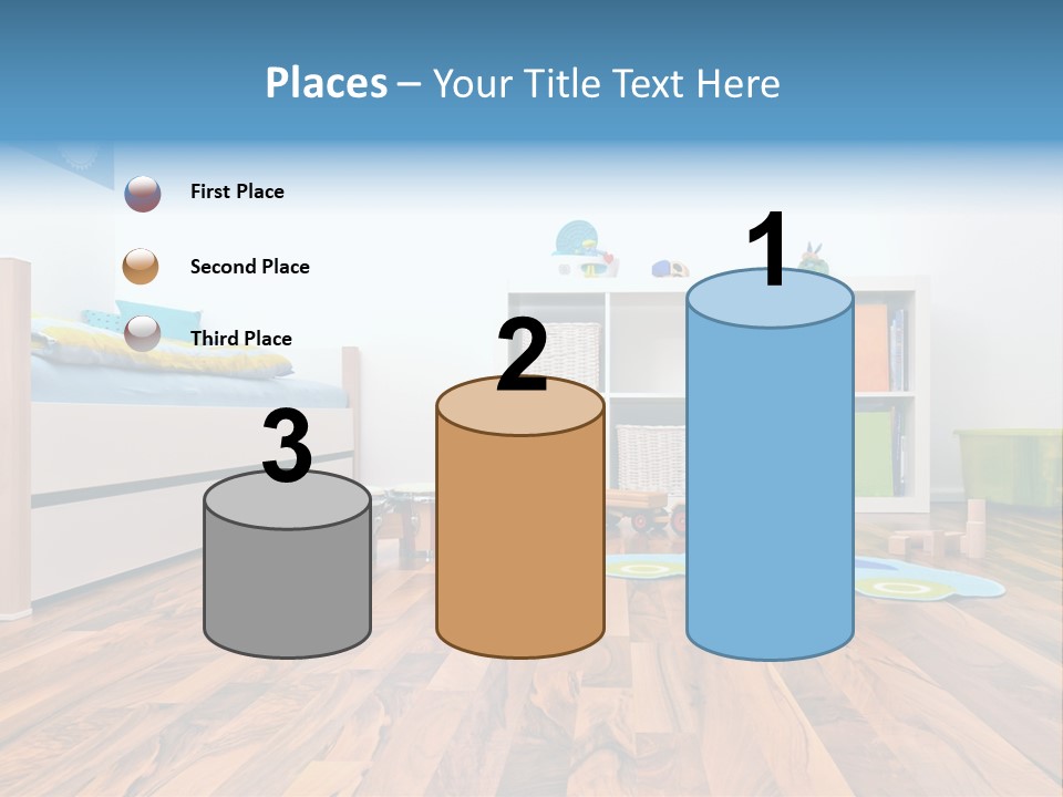 A Child's Room With A Bookcase And Toys PowerPoint Template