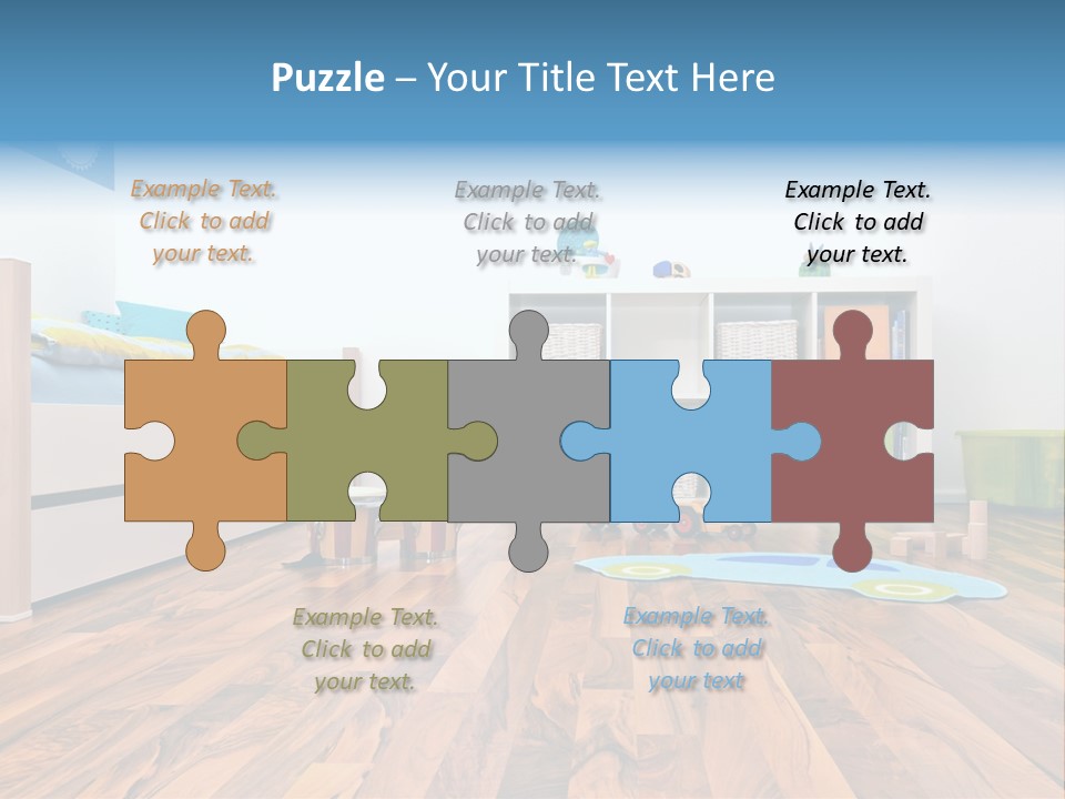 A Child's Room With A Bookcase And Toys PowerPoint Template