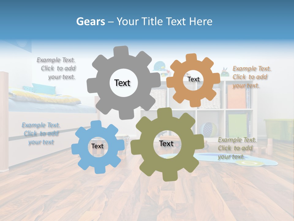 A Child's Room With A Bookcase And Toys PowerPoint Template