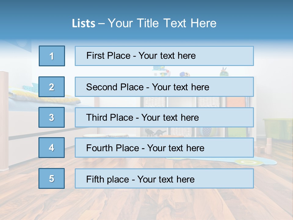 A Child's Room With A Bookcase And Toys PowerPoint Template